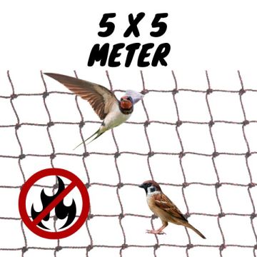 Svale og spurvenet sort/rødtråd - No-Flame 5m x 5m
